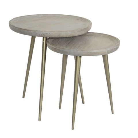 Bengal Manor Tray Top Nesting End Table 2-Piece Set with Beige Marble End Tables, 2-Piece Set, Oroa Dillinger